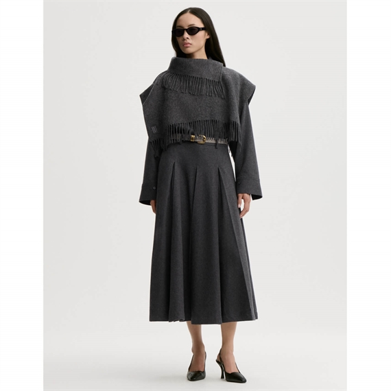 By Malene Birger Turtla Wool Fringe Bib Tørklæde, Grå